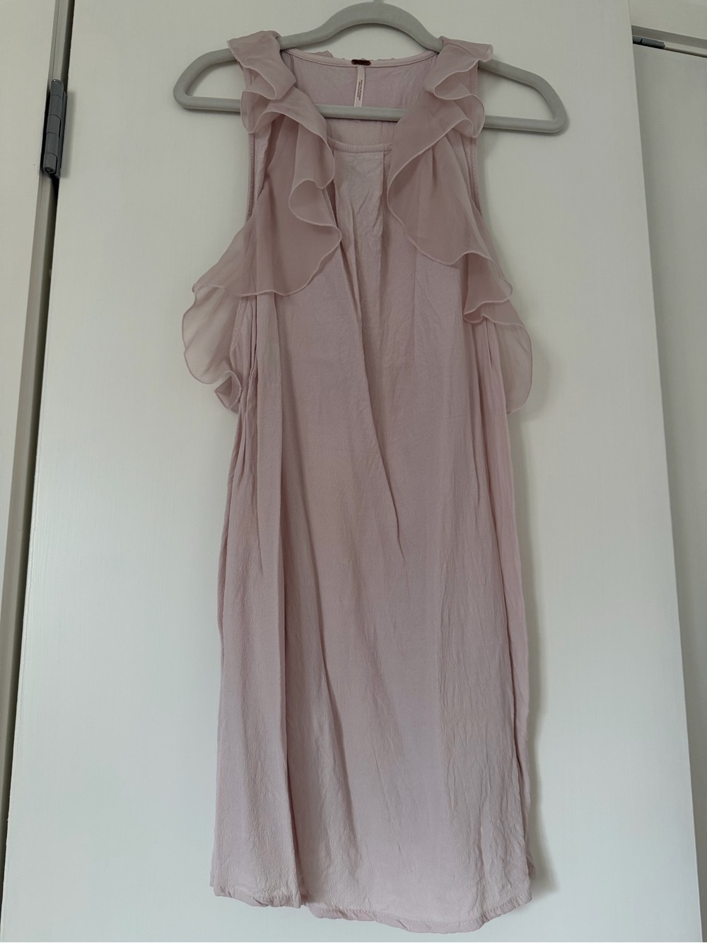 Free People Pale Pink Ruffle Sleeveless Mini Dress